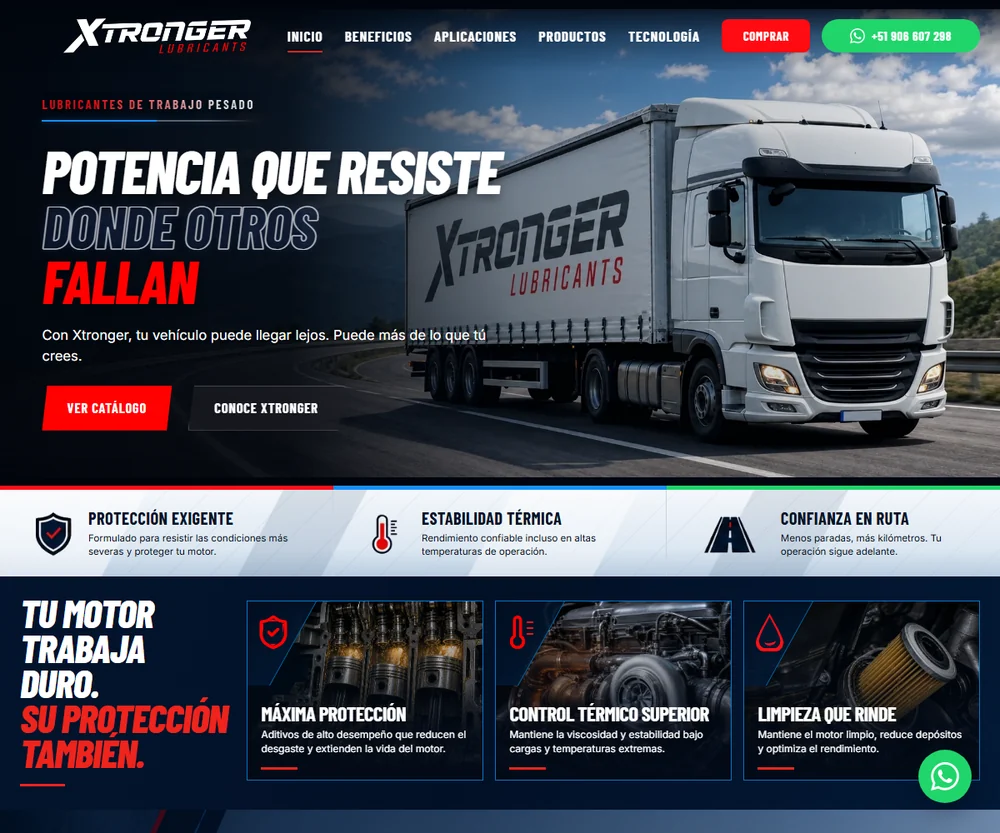 Vista de la página de Xtronger Lubricants